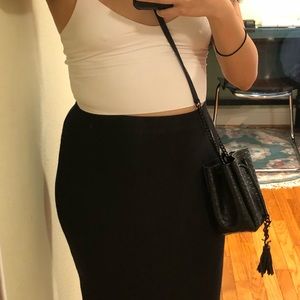 YSL Black monogram bucket bag croc embossed